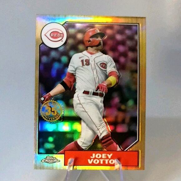 2022 Topps Chrome Rainbow Refractor - 1987 Topps Baseball Joey Votto #87BC-4 - Picture 3 of 5